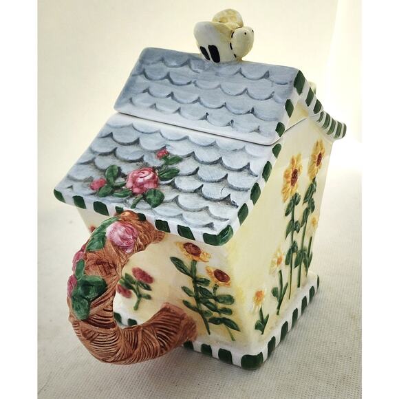 TEAPOT-FLOWERS INC BALLOONS-Bird House Design-Bee-Floral-Holds 3 Cups - Picture 4 of 16